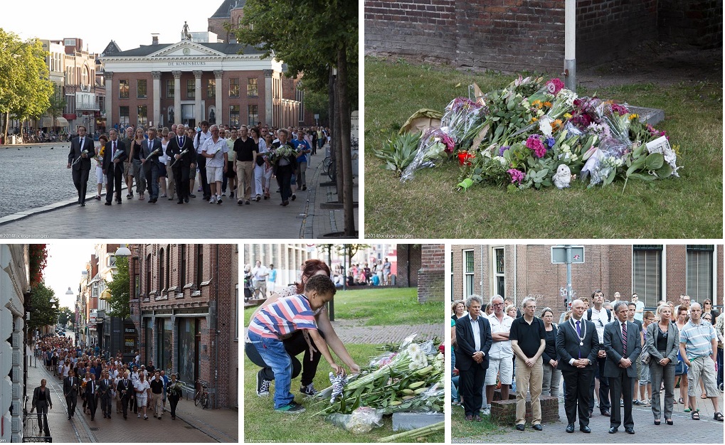 Stille tocht 23 juli 2014 herdenking slachtoffers  vliegtuigramp MH17