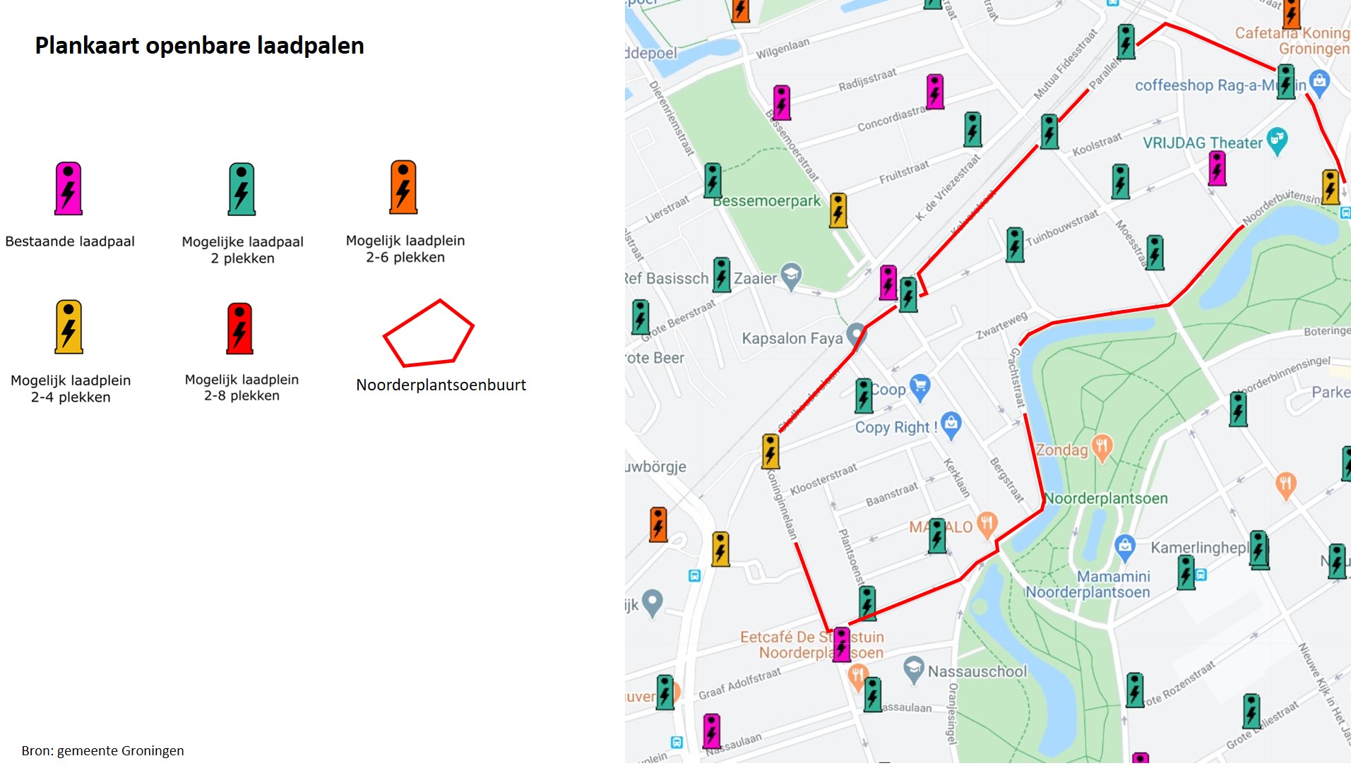 Nieuwe locaties voor openbare laadpalen in kaart gebracht